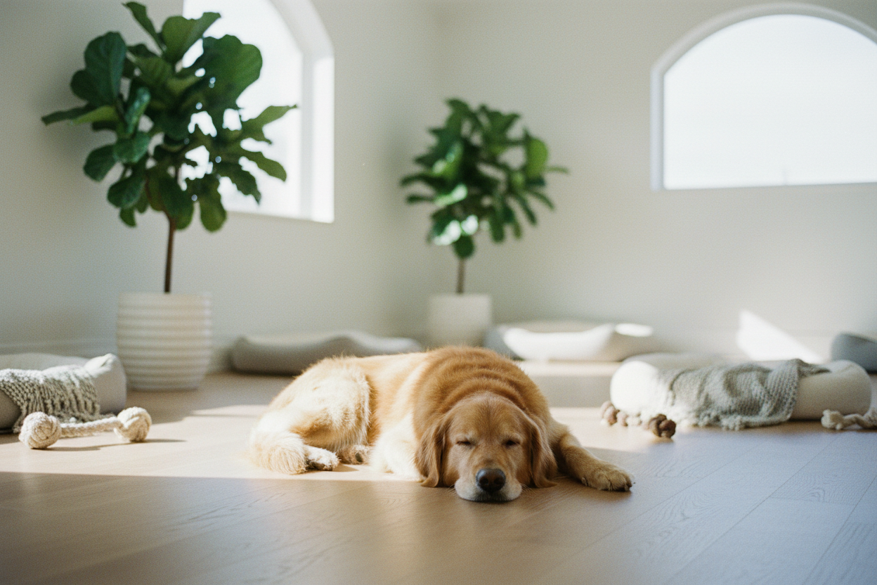 A bright sunlit boarding room
